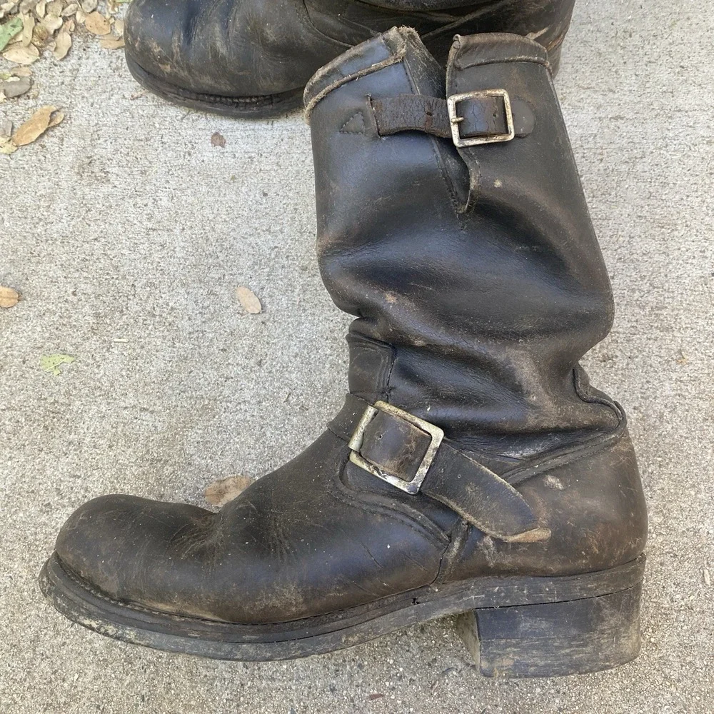 Vintage 60s Sears Engineer Boots Buckle Biker Size Men US 9 Rockabilly